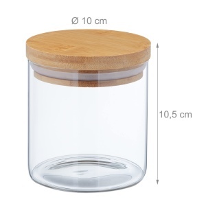 Set 9 Borcane Sticla cu Capac Bambus 500 ml, TransparentNatural - Img 4