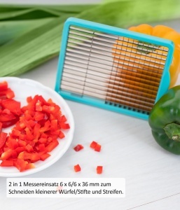 Set accesorii Genius Nicer Dicer Chef Professional 5 piese turcoaz cu lame protejate - Img 6