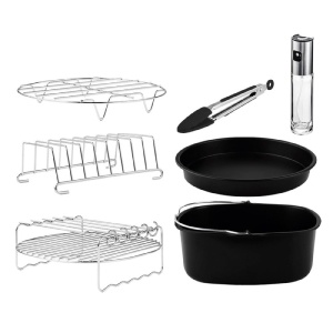 Set accesorii pentru friteuza cu aer cald Cecotec Cecofry, 8 piese, antiaderent, compatibil 5-6.5 litri