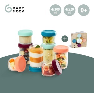 Set Babymoov Babybols 4x220ml 4x100ml Containere din Sticla pentru Pastrare si Congelare - Img 3