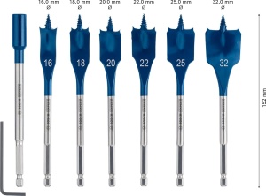 Set burghie plate Bosch EXPERT Self Cut Speed, 7 piese, 16-32 mm, pentru lemn moale - Img 3