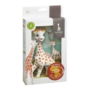 Set cadou pentru copii Sophie la Girafe, cu jucarie si breloc, contributie pentru conservarea girafelor