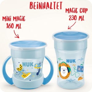Set cani pentru copii NUK Magic Cup Mini Magic Cup 360deg 160 ml 230 ml albastru BPA-free - Img 2