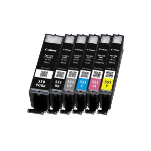 Set cartuse de cerneala Canon PGI-550CLI-551 - 6 culori, original, compatibil PIXMA - Img 2