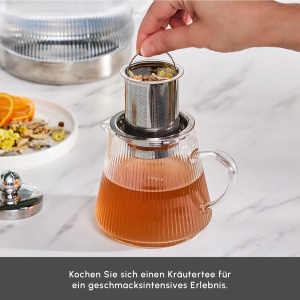 Set ceainic Karaca Keops din borosilikat, 1.5L si 0.45L, cu sita din otel inoxidabil - Img 9