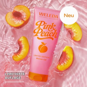Set cosmetice naturale WELEDA Bio Pink Peach cu gel de dus, crema maini si balsam de buze - Img 3