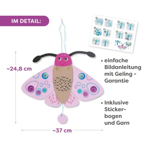 Set creativ HABA Hampeltier Schmetterlinge 3 fluturi mobili, inclusiv fotokarton si snur - Img 4