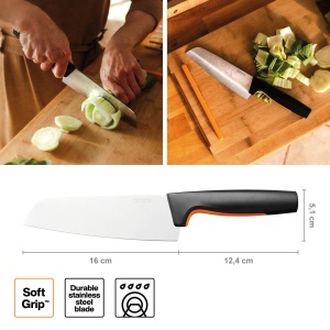 Set cutite bucatarie Fiskars Functional Form 5 piese otel inoxidabil japonez maner ergonomic negruorange - Img 4