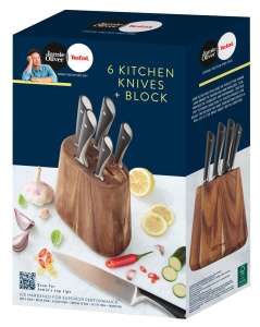 Set cutite Tefal Jamie Oliver, 6 cutite de bucatarie suport din lemn de acacia, rezistente - Img 8