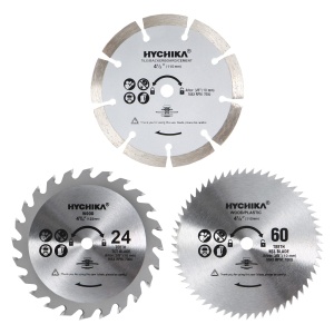 Set de 3 lame pentru fierastrau circular HYCHIKA 115mm, taiere lemn, metal si gresie
