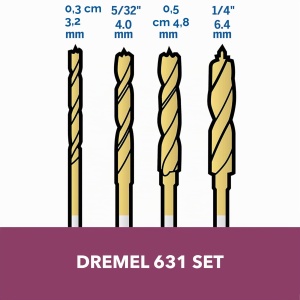 Set de 4 Burghie pentru Lemn Dremel 636 - 3-6 mm, Titan, pentru Lemn si Placi - Img 2