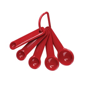 Set de 5 linguri de masurare KitchenAid, poate fi spalat in masina de spalat vase, stivuibil - rosu imperiu