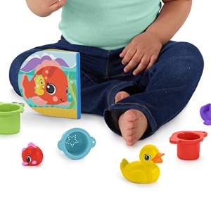 Set de baie de 15 piese Bright Starts, Splash, Splash Baby - carte impermeabila, ratuste de cauciuc, jucarii pentru animale de companie si cani de stivuire, unisex, 6 luni+ - Img 13