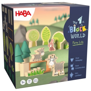 Set de Blocuri din Lemn HABA My 1st Block World 10 Piese, Ecologic, pentru Copii de la 1 An
