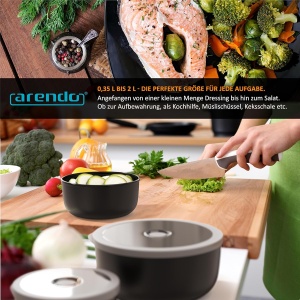 Set de boluri Arendo 4 piese, capacitate 0,35-2 litri, plastic alimentare, potrivit pentru microunde - Img 5