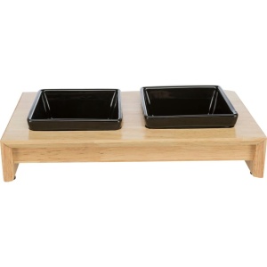 Set de boluri pentru caini Trixie, ceramicalemn, 2x0,2 l, negru - Img 4