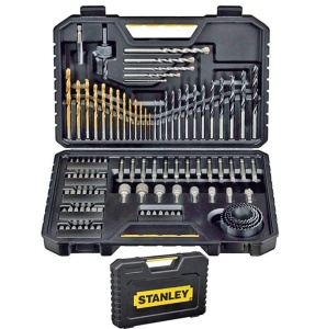 Set de burghie si surubelnite Stanley 100 piese, cu geanta de depozitare