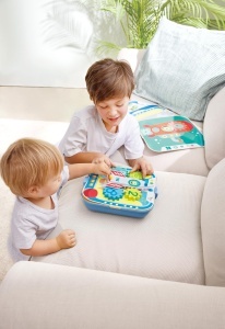 Set de constructie Hape Zahnrad pentru copii 3 ani cu roti dintate si accesorii creative - Img 3