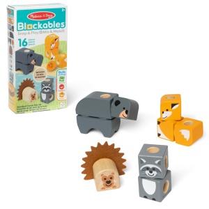 Set de Constructie Melissa Doug Blockables - 16 piese, 9 blocuri din lemn, accesorii din fetru