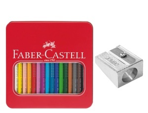 Set de creioane colorate Faber-Castell, 17 piese, Jumbo, cu ascutitor