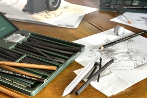 Set de creioane cu carbune Faber-Castell Pitt Kohle, 24 piese, cutie metalica - Img 4