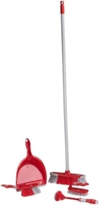 Set de curatenie Dirt Devil 6 piese - Besen cu maner, Spalator, Perie si Matura, RosuGri - Img 2