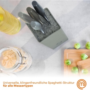 Set de cutite de bucatarie MasterChef, 5 piese, inox, cu suport, negru - Img 3