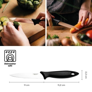 Set de cutite Fiskars Essential 3 piese otel inoxidabil negru - Img 2