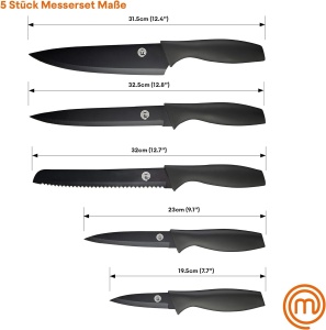 Set de cutite MasterChef, 5 piese, inox, maner ergonomic, negru - Img 8