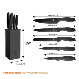 Set de cutite MasterChef cu suport, 5 piese, otel inoxidabil, negru - Img 8