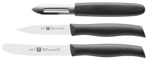 Set de cutite ZWILLING Twin Grip, 3 piese, maner din plastic, negru
