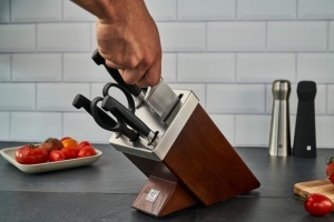 Set de cutite ZWILLING Vier Sterne cu bloc de autoascutire, 7 piese, maro - Img 2