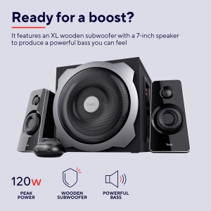 Set de difuzoare Trust Tytan 2.1 - PC cu subwoofer, 120 Watt, - Img 2