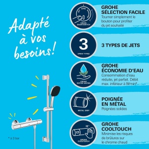 Set de dus GROHE Precision Trend 34237003 termostat economisire apa crom - Img 3
