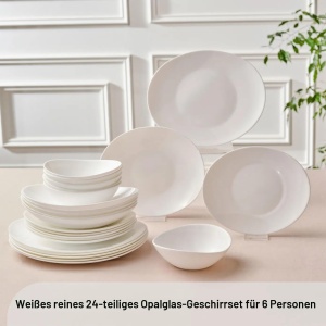 Set de Farfurii Karaca Pure 24 piese, pentru 6 persoane, din sticla, alb - Img 2
