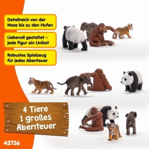 Set de Figurine Schleich WILD Life Asien 42736 4 Piese Panda, Elefant, Tigru - Img 3