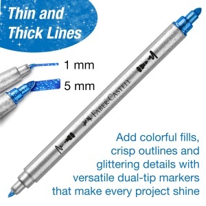 Set de Filzstifte Faber-Castell cu Glitter, 10 Culori, Doppelfasermaler - Img 3