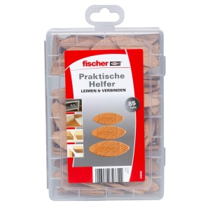Set de Flachdubeluri Fischer Praktische Helfer, 85 piese, pentru imbinari din lemn