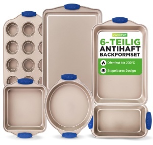 Set de forme de copt NutriChef 6 piese, antiaderente, cu manere din silicon, pentru cuptor