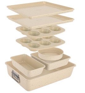 Set de forme de copt NutriChef 8 piese din otel carbon, antiaderent, rezistent la 232C