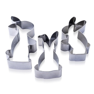 Set de forme de taiere pentru fursecuri Zenker Hasenfamilie, 3 piese, otel inoxidabil, spalabil in masina de spalat vase