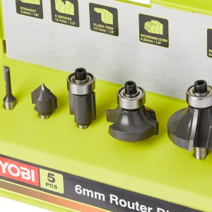 Set de freze RYOBI RAKRBS5, 5 piese, diametru 6 mm, compatibil cu R18TR-0 si RRT1600-K - Img 4