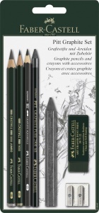 Set de Grafit Faber-Castell Pitt - 7 piese, 2B si 6B, cu ascutitor metalic