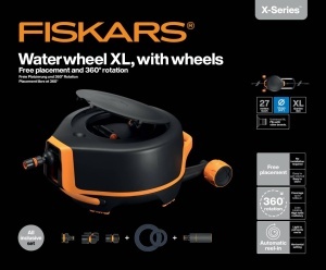 Set de Irigare Fiskars Waterwheel XL, 20 m furtun, 360 rotire, NegruPortocalie - Img 6