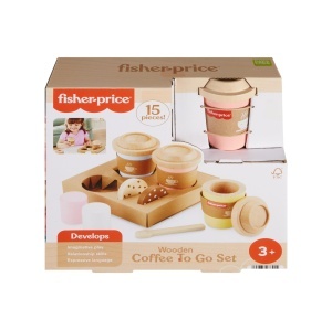 Set de Joaca Fisher-Price HXT85, Cafea To-Go din Lemn, 15 Piese, pentru Copii de la 3 Ani - Img 6