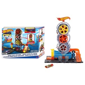 Set de Joaca Hot Wheels City Super Reifenshop, 1 Vehicul Inclus, 4-8 Ani