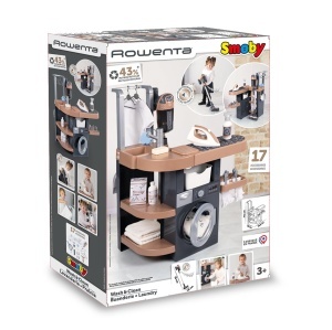 Set de joaca pentru gospodarie Smoby Rowenta Wash Clean, 4 zone de activitate, cu accesorii si aspirator electronic - Img 7