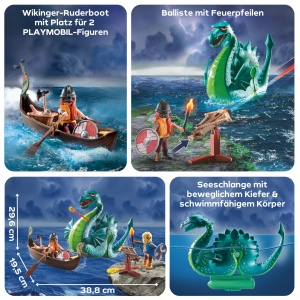 Set de Joaca PLAYMOBIL cu Vikingi si Monstru Marin, 71830, Jucarie Creativa pentru Copii de la 4 Ani - Img 4