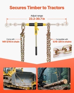 Set de legare cu lant VEVOR, 3,63 T, 3,9m, G80, pentru transport - Img 3