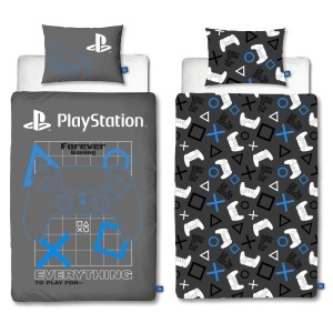 Set de lenjerie de pat PlayStation, 135x200 cm, design reversibil, din poliester-cotton